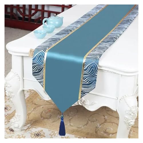 DSFIHJO Satin TischläUfer Goldene Welle Muster Tisch Flagge Satin Quaste Kaffee Tisch Lange Handtuch Schrank Hochzeit Feier Dekorative Tischdecke(Burgundy,33x400cm 1pcs) von DSFIHJO