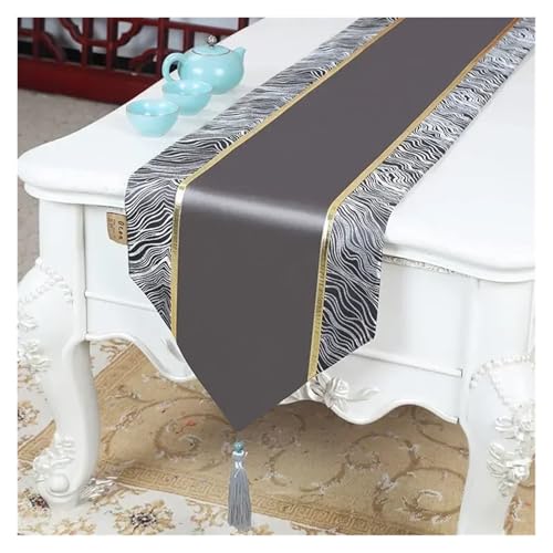 DSFIHJO Satin TischläUfer Goldene Welle Muster Tisch Flagge Satin Quaste Kaffee Tisch Lange Handtuch Schrank Hochzeit Feier Dekorative Tischdecke(Red,33x300cm 1pcs) von DSFIHJO