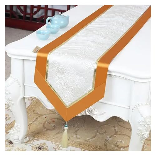 DSFIHJO Satin TischläUfer Goldene Welle Muster Tisch Flagge Satin Quaste Kaffee Tisch Lange Handtuch Schrank Hochzeit Feier Dekorative Tischdecke(Violet,33x80cm 1pcs) von DSFIHJO