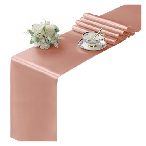 DSFIHJO Satin TischläUfer Hochzeit Satin Tischläufer Helle Stoff for Party Versorgung Haus Esszimmer Bankette Tisch Dekoration(Champagne pink) von DSFIHJO
