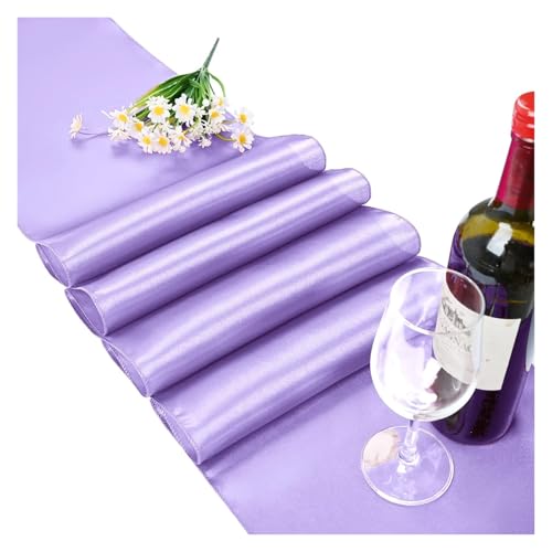 DSFIHJO Satin TischläUfer Hochzeit Satin Tischläufer Helle Stoff for Party Versorgung Haus Esszimmer Bankette Tisch Dekoration(Light Purple) von DSFIHJO