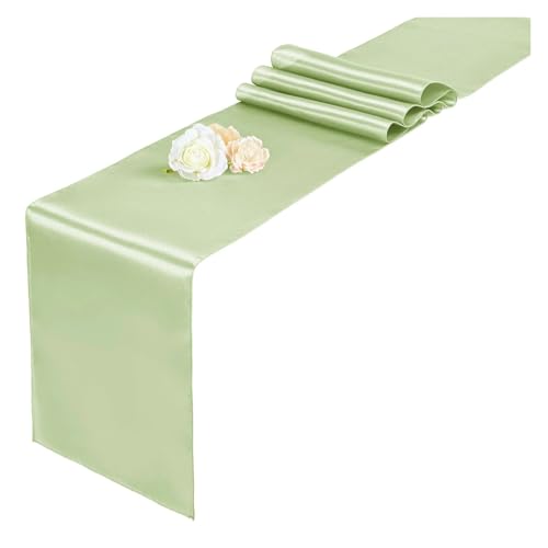 DSFIHJO Satin TischläUfer Hochzeit Satin Tischläufer Helle Stoff for Party Versorgung Haus Esszimmer Bankette Tisch Dekoration(Sage Green) von DSFIHJO