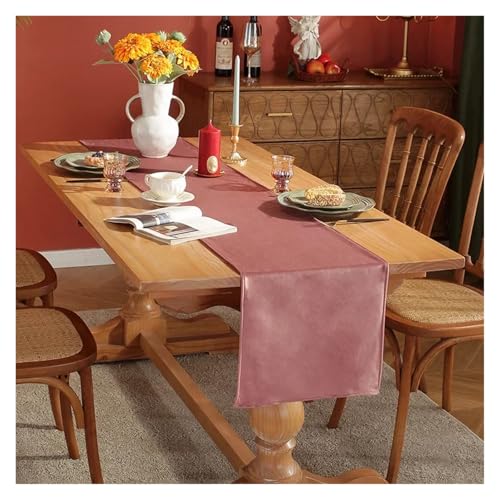 DSFIHJO Satin TischläUfer Satin Stoff Tisch Läufer Hotel Hochzeit Helle Seide Glatte Tisch Dekoration Bankett Party Wohnzimmer Tischdecke(Charm Red) von DSFIHJO