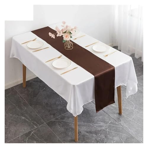 DSFIHJO Satin TischläUfer Shiny Satin Bankett Hochzeit Tisch Läufer Silk Band Tisch Fahnen Party Hotel Event Dekoration Haus Esszimmer(Coffee,30PCS 30x275cm) von DSFIHJO