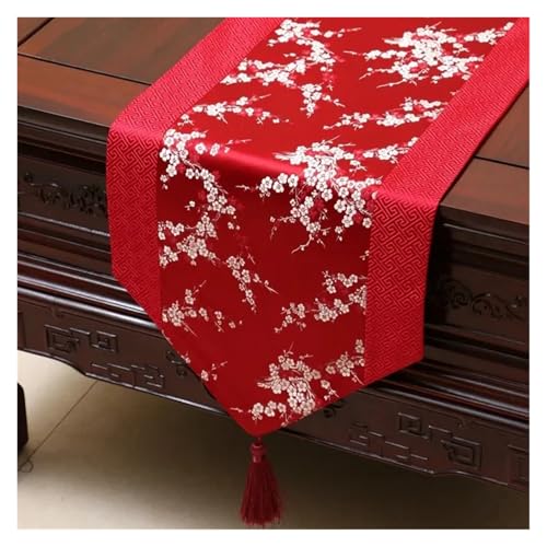 DSFIHJO Satin TischläUfer Stickerei mit Quasten Tischfahne Tee Tischläufer Home Tearoom Esszimmer Hochzeit Tischdekoration(Color-08,33x200cm) von DSFIHJO