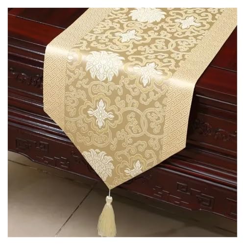 DSFIHJO Satin TischläUfer Stickerei mit Quasten Tischfahne Tee Tischläufer Home Tearoom Esszimmer Hochzeit Tischdekoration(Color16,33x300cm) von DSFIHJO