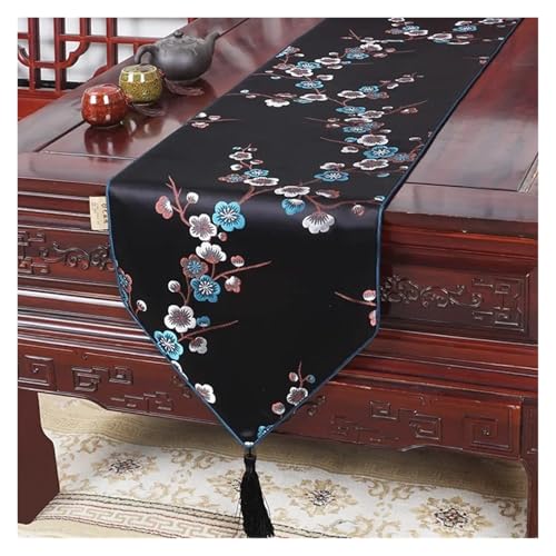 DSFIHJO Satin TischläUfer Stickerei mit Quasten Tischfahne Tee Tischläufer Home Tearoom Esszimmer Hochzeit Tischdekoration(Color17,33x200cm) von DSFIHJO