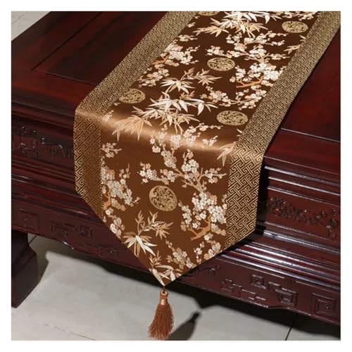DSFIHJO Satin TischläUfer Stickerei mit Quasten Tischfahne Tee Tischläufer Home Tearoom Esszimmer Hochzeit Tischdekoration(Color18,33x300cm) von DSFIHJO