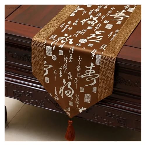 DSFIHJO Satin TischläUfer Tischdecke Home Decor Tischfahne mit Quaste Kreative Tischdecke(Color-03,33x150cm) von DSFIHJO
