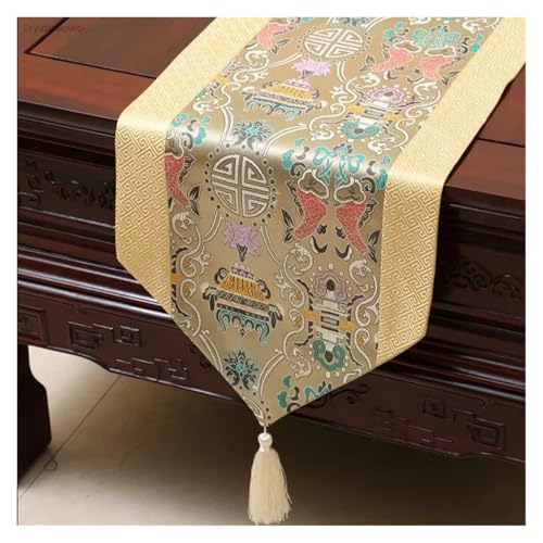 DSFIHJO Satin TischläUfer Tischdecke Home Decor Tischfahne mit Quaste Kreative Tischdecke(Color-04,33x200cm) von DSFIHJO