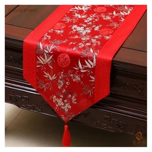 DSFIHJO Satin TischläUfer Tischdecke Home Decor Tischfahne mit Quaste Kreative Tischdecke(Color-08,33x200cm) von DSFIHJO
