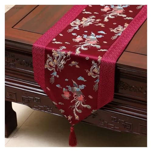 DSFIHJO Satin TischläUfer Tischdecke Home Decor Tischfahne mit Quaste Kreative Tischdecke(Color-09,33x150cm) von DSFIHJO