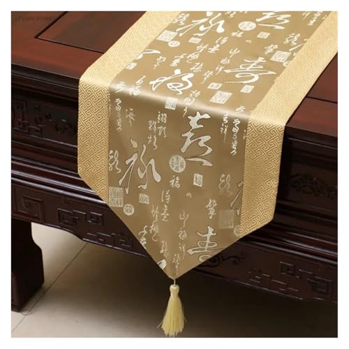 DSFIHJO Satin TischläUfer Tischdecke Home Decor Tischfahne mit Quaste Kreative Tischdecke(Color-10,33x300cm) von DSFIHJO