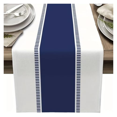DSFIHJO Satin TischläUfer Vintage Streifen Blau Tisch Läufer Hause Hochzeit Tisch Matte Tisch Mittelstücke Dekoration Party Esszimmer Lange Tischdecke von DSFIHJO