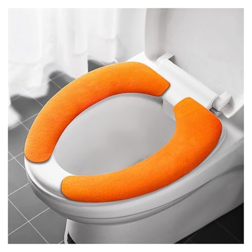 DSFIHJO toilettensitzbezug 1 Paar Universal-Toilettensitzbezüge, Selbstklebende Toilettensitzmatte, warme, Wiederverwendbare Badezimmermatte, waschbare Deckelabdeckung, DIY-Toilettenkissen(Orange) von DSFIHJO
