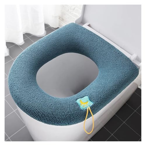 DSFIHJO toilettensitzbezug 1 Stück Winter Universal Warm Toilettensitzbezug Waschbares Badezimmerzubehör Gestrickter einfarbiger O-förmiger(Thick Green) von DSFIHJO