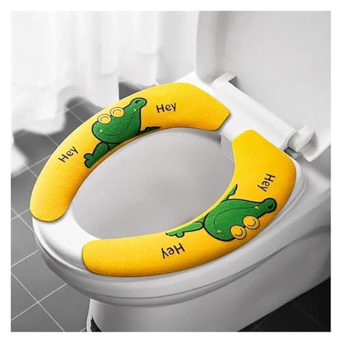 DSFIHJO toilettensitzbezug 2 Paar Weiche Cartoon Waschbar Kissen WC Toilette Klebrige Sitz Pad Bad Wärmer Deckel Abdeckung Universal(Enlarge-Yellow) von DSFIHJO