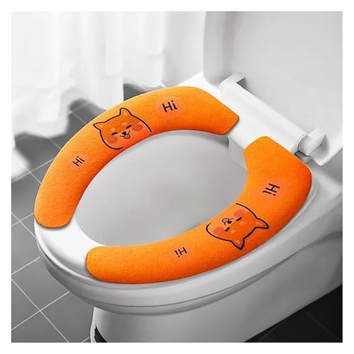 DSFIHJO toilettensitzbezug 2 Paar Weiche Cartoon Waschbar Kissen WC Toilette Klebrige Sitz Pad Bad Wärmer Deckel Abdeckung Universal(Enlarge-orange) von DSFIHJO