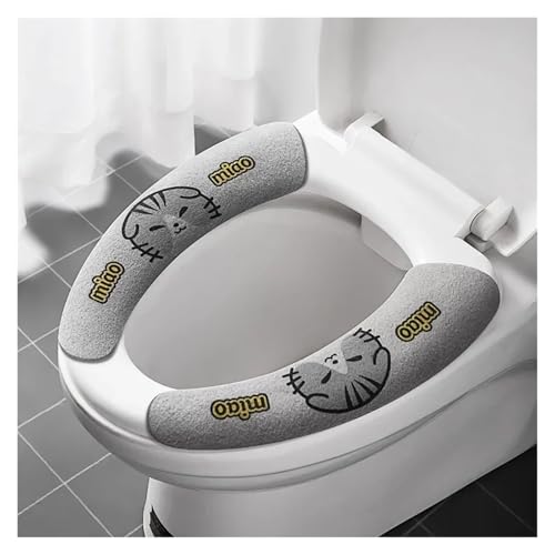 DSFIHJO toilettensitzbezug 2 Paar Weiche Cartoon Waschbar Kissen WC Toilette Klebrige Sitz Pad Bad Wärmer Deckel Abdeckung Universal(Routine-Gery) von DSFIHJO