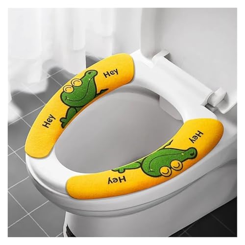 DSFIHJO toilettensitzbezug 2 Paar Weiche Cartoon Waschbar Kissen WC Toilette Klebrige Sitz Pad Bad Wärmer Deckel Abdeckung Universal(Routine-Yellow) von DSFIHJO