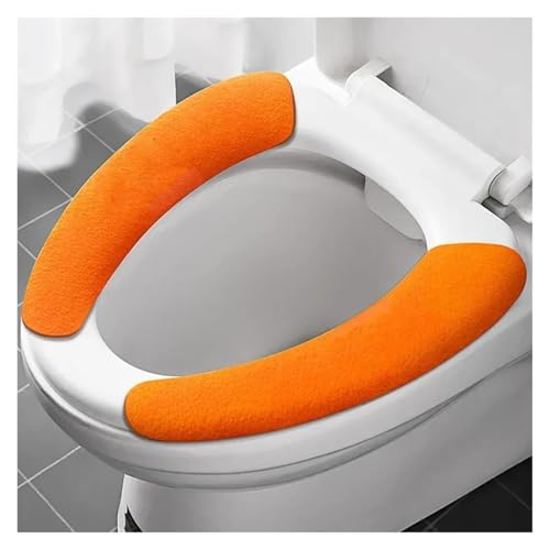DSFIHJO toilettensitzbezug 2 Paar Wiederverwendbare warme Flanell-Toilettenaufkleber-Toilettensitzbezüge, waschbare Toilettensitzfüllung, Badezimmermatte, Sitzbezug, universell(Routine-orange) von DSFIHJO