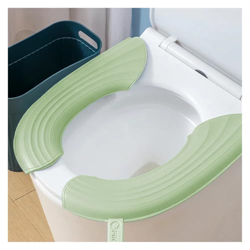 DSFIHJO toilettensitzbezug 2 Paar wasserdichte Toilettensitzauflagen Closestool Matte Waschbar Badezimmer Zubehör Reine Farbe Weiche Toilettensitzkissen Universal(Light Green) von DSFIHJO