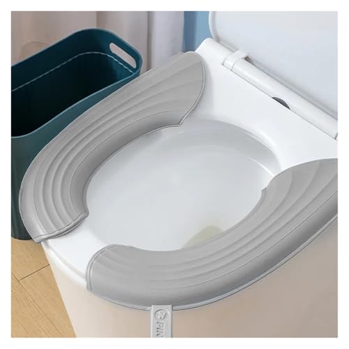 DSFIHJO toilettensitzbezug 2 Paar wasserdichte Toilettensitzauflagen Closestool Matte Waschbar Badezimmer Zubehör Reine Farbe Weiche Toilettensitzkissen Universal(Light Grey) von DSFIHJO