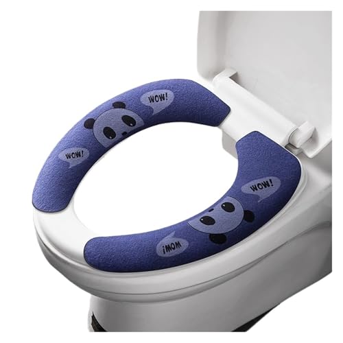 DSFIHJO toilettensitzbezug 2 Teil/Satz Schneidbare Warme Flanell WC Aufkleber Sitzbezüge Wiederverwendbare Waschbar Wasserdicht Sitzkissen Universal(Blue Panda-L) von DSFIHJO