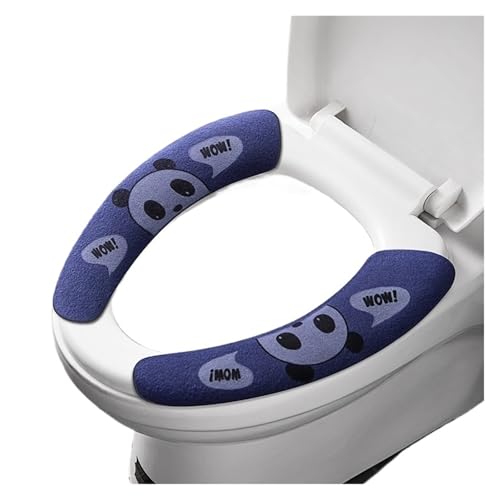 DSFIHJO toilettensitzbezug 2 Teil/Satz Schneidbare Warme Flanell WC Aufkleber Sitzbezüge Wiederverwendbare Waschbar Wasserdicht Sitzkissen Universal(Blue Panda-M) von DSFIHJO