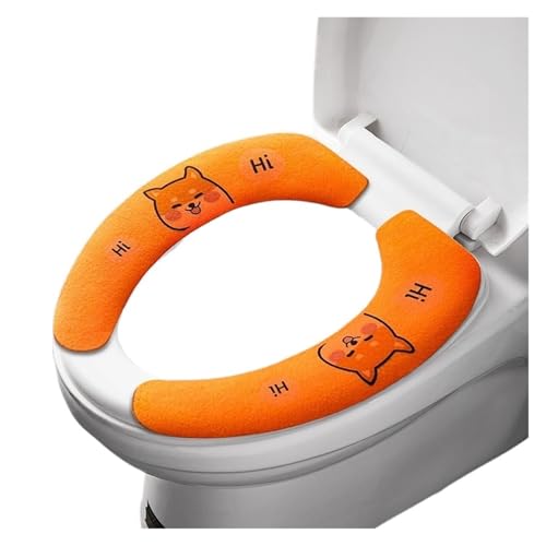 DSFIHJO toilettensitzbezug 2 Teil/Satz Schneidbare Warme Flanell WC Aufkleber Sitzbezüge Wiederverwendbare Waschbar Wasserdicht Sitzkissen Universal(Orange Shiba Dog-L) von DSFIHJO
