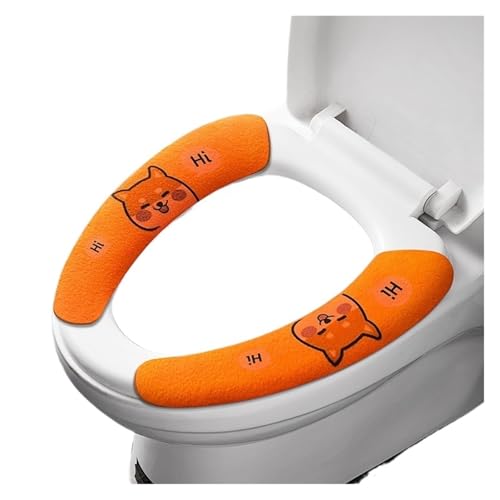 DSFIHJO toilettensitzbezug 2 Teil/Satz Schneidbare Warme Flanell WC Aufkleber Sitzbezüge Wiederverwendbare Waschbar Wasserdicht Sitzkissen Universal(Orange Shiba Dog-M) von DSFIHJO