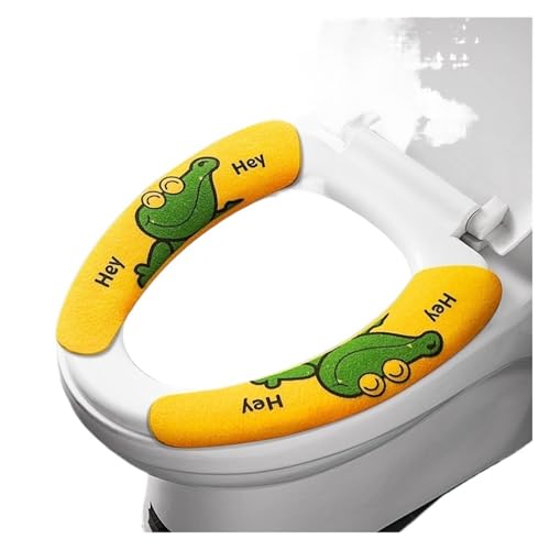 DSFIHJO toilettensitzbezug 2 Teil/Satz Schneidbare Warme Flanell WC Aufkleber Sitzbezüge Wiederverwendbare Waschbar Wasserdicht Sitzkissen Universal(Yellow Dinosaur-M) von DSFIHJO