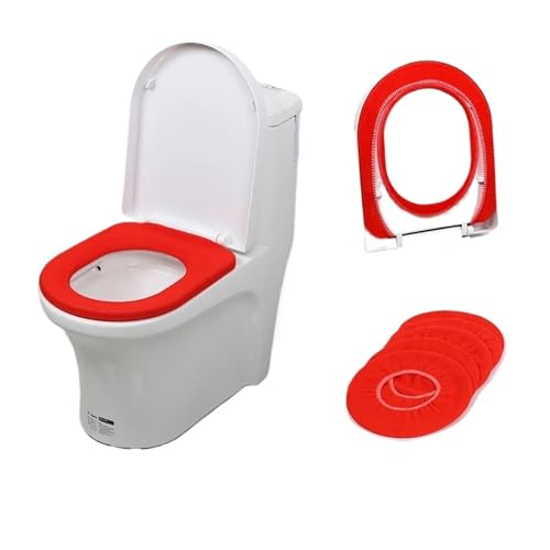 DSFIHJO toilettensitzbezug 3 stücke Warme, Weiche Waschbar WC-Sitzbezug-Matte for Wohnkultur Closestool Matte Sitz Fall WC Deckel Abdeckung Zubehör(Red) von DSFIHJO