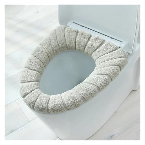 DSFIHJO toilettensitzbezug Halten Sie warm Closestool Mat Doppel Farbe Bad Zubehör Stricken O-Form Home Decor WC Sitzbezug(Beige) von DSFIHJO