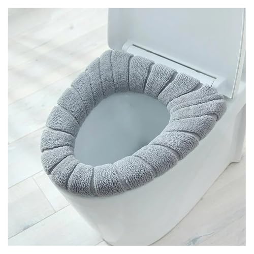 DSFIHJO toilettensitzbezug Halten Sie warm Closestool Mat Doppel Farbe Bad Zubehör Stricken O-Form Home Decor WC Sitzbezug(Grey) von DSFIHJO