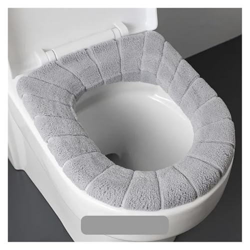 DSFIHJO toilettensitzbezug Universal-Toilettensitz, Hand-Kontrastkissen, Dicker Plüsch, O-förmiger Toilettensitz, Toilettendeckel mit Griff, Badezimmerzubehör(A Grey) von DSFIHJO