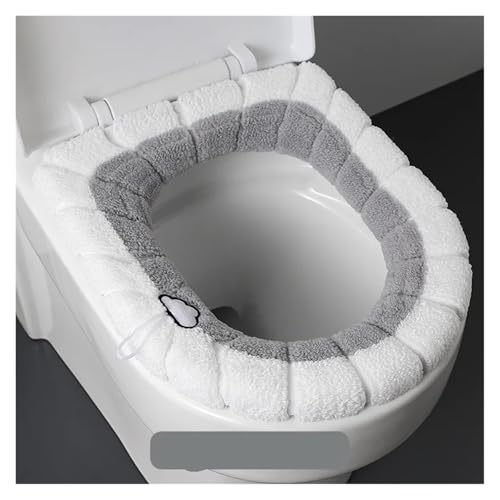 DSFIHJO toilettensitzbezug Universal-Toilettensitz, Hand-Kontrastkissen, Dicker Plüsch, O-förmiger Toilettensitz, Toilettendeckel mit Griff, Badezimmerzubehör(B Grey) von DSFIHJO