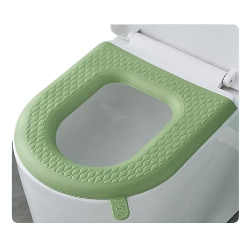 DSFIHJO toilettensitzbezug Wasserdichtes Toilettensitzkissen, wiederverwendbares Silikon, waschbarer Haushaltspastenschaum, Toilettendeckel, Sitzpolster, Griff, Badezimmerzubehör(Green) von DSFIHJO