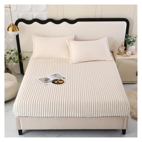 Samt-Spannbettlaken 1 Stück Samt-Spannbettlaken, weicher Plüsch-Bettbezug, Matratzenbezug mit rundum elastischem Gummiband, Bettlaken, warme(Color-01,138x190cm) von DSFIHJO