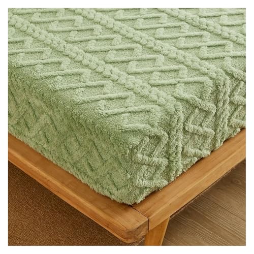 Samt-Spannbettlaken Korallen Samt Bettlaken Bettdecke Milch Matratze Schutzhülle Winter Plüsch Isolierung(1-Green,E add 2 Pillowcases) von DSFIHJO