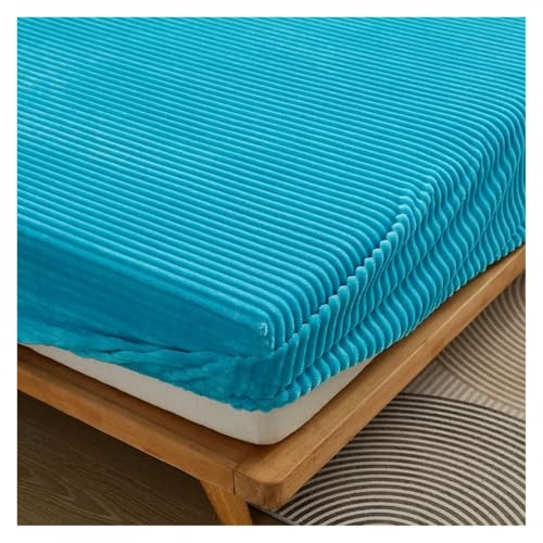 Samt-Spannbettlaken Korallen Samt Bettlaken Bettdecke Milch Matratze Schutzhülle Winter Plüsch Isolierung(2-Blue,E 200x220cm) von DSFIHJO