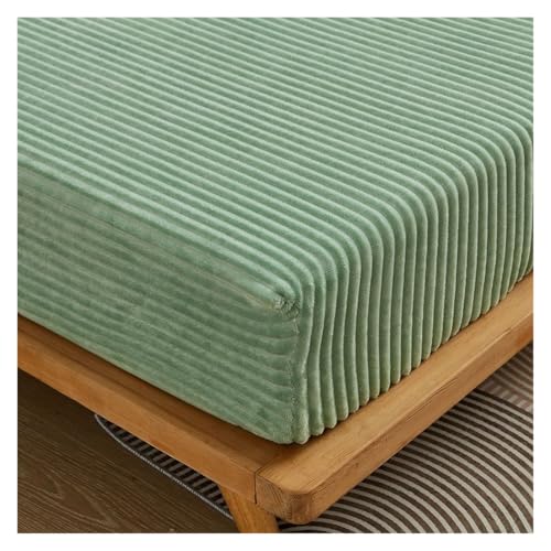 Samt-Spannbettlaken Korallen Samt Bettlaken Bettdecke Milch Matratze Schutzhülle Winter Plüsch Isolierung(2-Green,E 200x220cm) von DSFIHJO