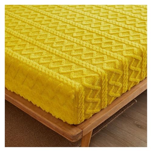 Samt-Spannbettlaken Weiche Dicke Bettlaken Tagesdecke Milch Samt Matratze Schutzhülle Plüsch Isolierung for Den Winter(1-Yellow,B add 1 Pillowcase) von DSFIHJO