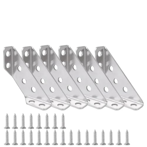 Winkelverbinder 10/1set Edelstahl Möbel Regal Stecker Schrank Unterstützung Befestigung Rahmen Ecke Klammer Mit Schraube(6 Sets) von DSFIHJO