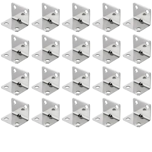Winkelverbinder Edelstahl 90 Grad Feste Anschlüsse Möbel Bücherregal Schrank Ecke Code L Geformt(20pcs(4holes)) von DSFIHJO