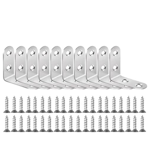 Winkelverbinder Edelstahl L Form Möbel Schrank Verschluss Ecke Klammer Regal Unterstützung Mit Schraube(10 Set-16x40mm) von DSFIHJO