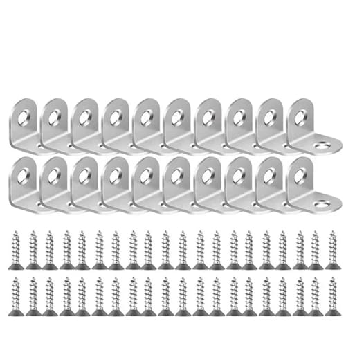 Winkelverbinder Edelstahl L Form Möbel Schrank Verschluss Ecke Klammer Regal Unterstützung Mit Schraube(20 Set-16x20mm) von DSFIHJO