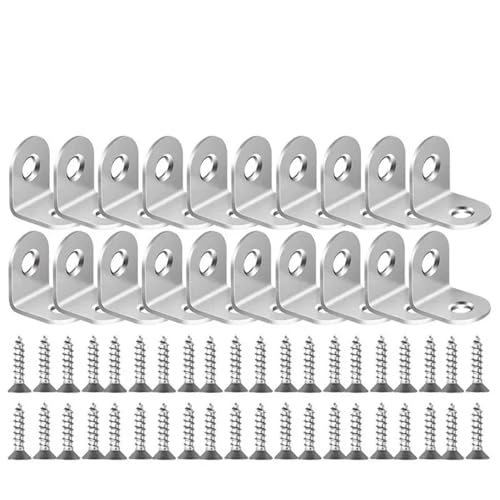 Winkelverbinder Edelstahl L Form Möbel Schrank Verschluss Ecke Klammer Regal Unterstützung Mit Schraube(20 Set-16x25mm) von DSFIHJO