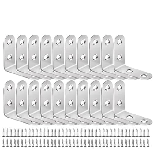 Winkelverbinder Edelstahl L Form Möbel Schrank Verschluss Ecke Klammer Regal Unterstützung Mit Schraube(20 Set-16x40mm) von DSFIHJO