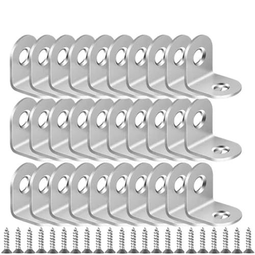 Winkelverbinder Edelstahl L-förmigen Ecke Code Mit Schrauben 90 Grad Möbel Stabile Stecker Zubehör(30Sets) von DSFIHJO